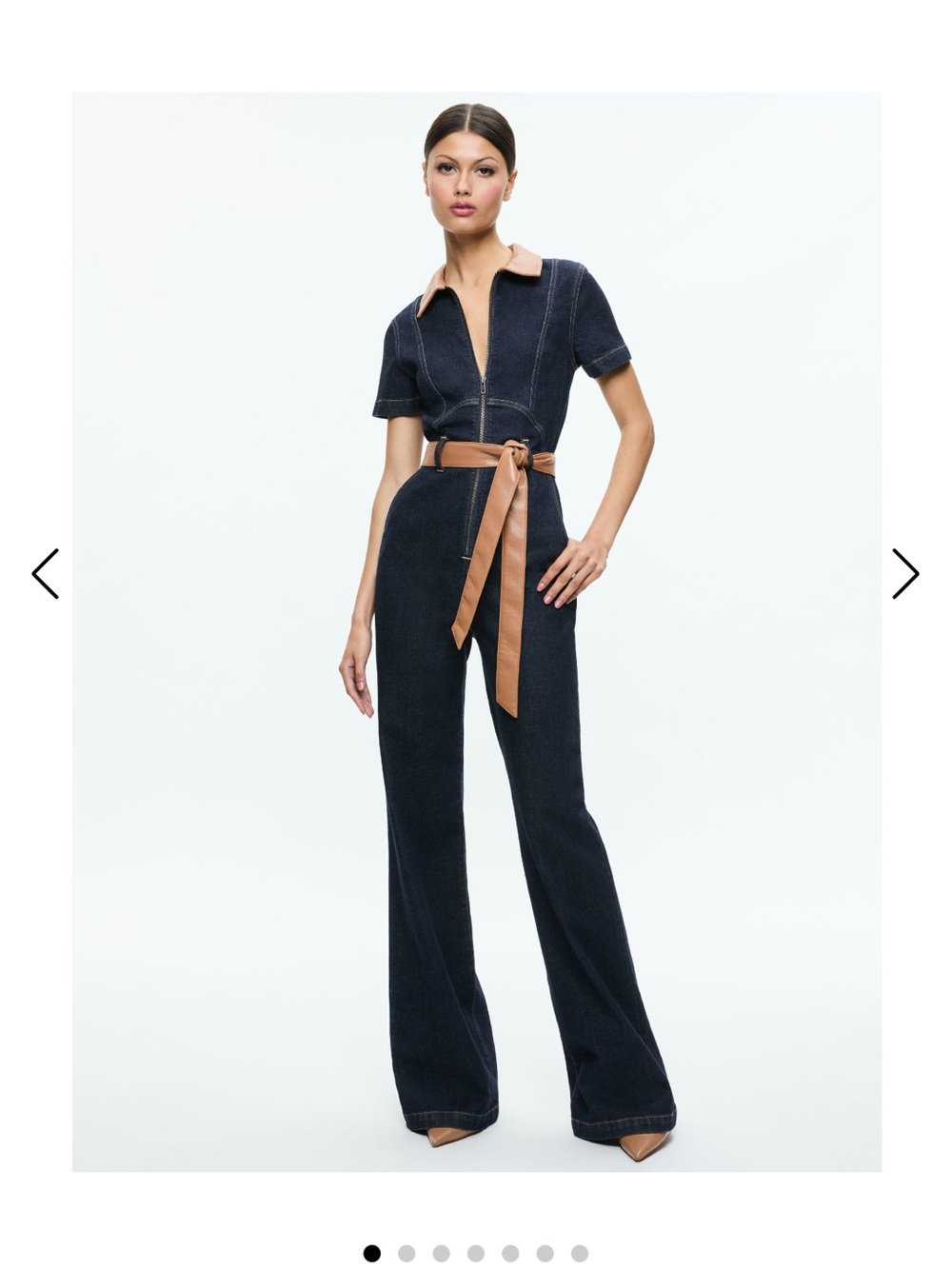 Alice + Olivia Navy Jumpsuit with Tan Belt
